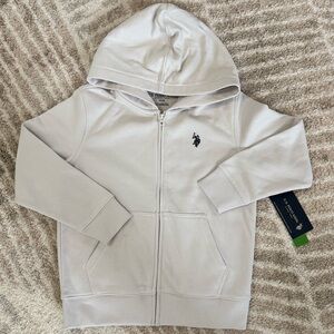 U.S. Polo Assn. Gray Sweatshirt with Hood and Zipper
